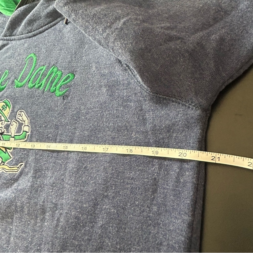 Notre Dame Women's Hoodie Sweatshirt Colosseum Brand Embroidered Navy Green Sz L - Picture 6 of 7